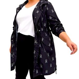 TORRID Skull Leopard Print Nylon Longline Rain Jacket